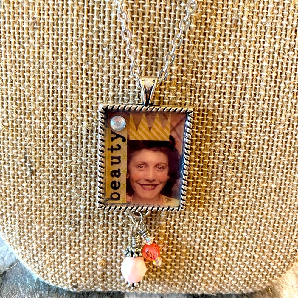 Steam punk, bohemian style Resin pendant necklace